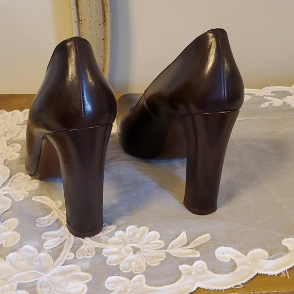 Nathalie M Chocolate Brown Pumps, Square Toe - Picture 3 of 7